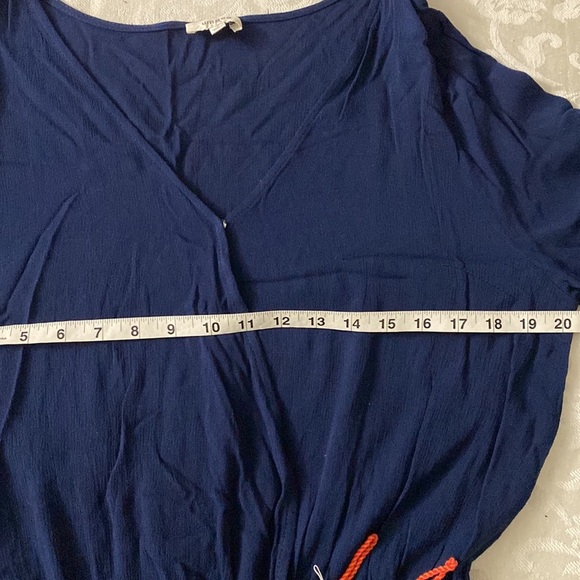 - Umgee romper. Navy Blue with lace orange, Size M, 3/4 sleeves. - Picture 11 of 11